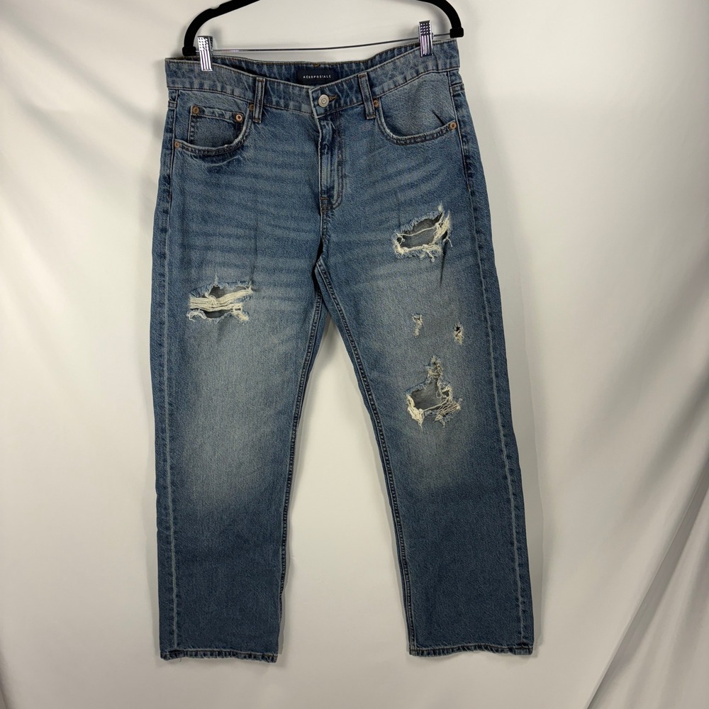 Aeropostale Women's Size 12 Distressed Low Rise Baggy Jeans Denim